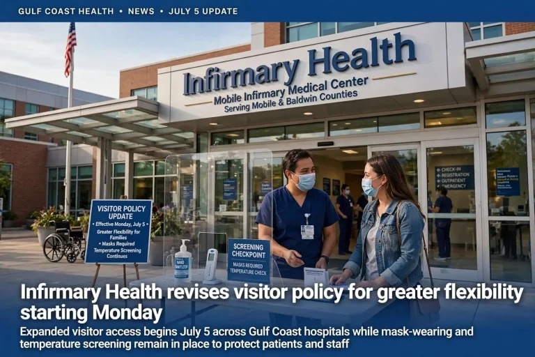 Illustration for the news story: Infirmary Health revises visitor policy for greater flexibility starting Monday