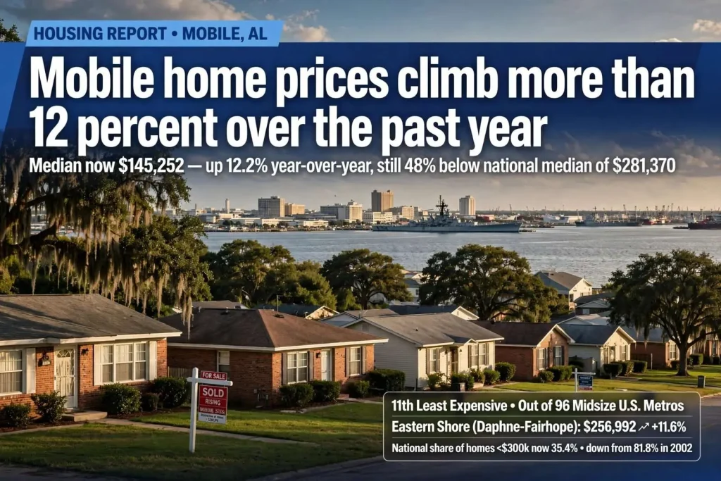Illustration for the news story: Mobile home prices climb more than 12 percent over the past year