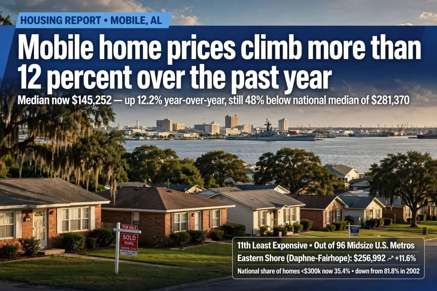 Illustration for the news story: Mobile home prices climb more than 12 percent over the past year