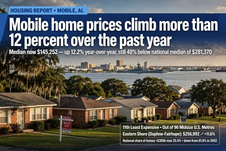 Illustration for the news story: Mobile home prices climb more than 12 percent over the past year