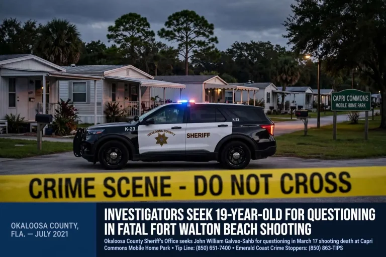 Illustration for the news story: Okaloosa Investigators Seek Teen for Questioning in Fatal Fort Walton Beach Shooting