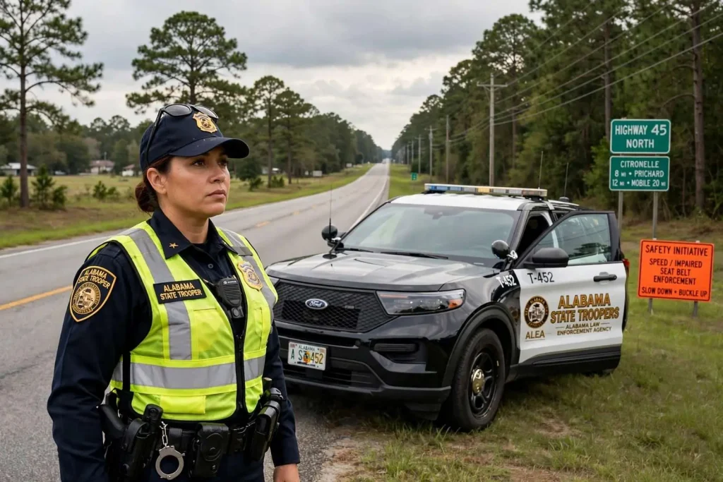 Illustration for the news story: Alabama State Troopers Launch Highway 45 Safety Initiative to Reduce Fatal Crashes