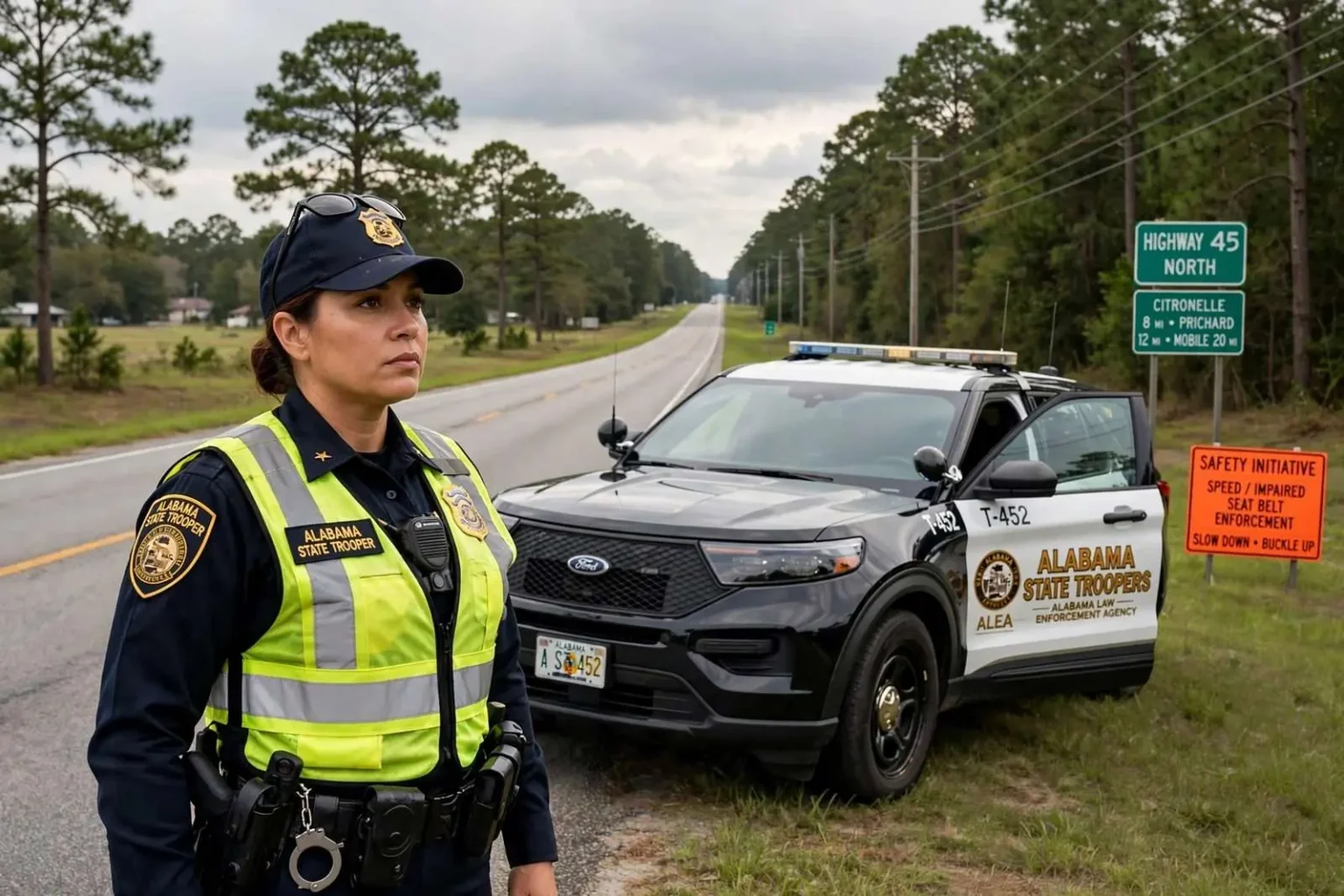 Illustration for the news story: Alabama State Troopers Launch Highway 45 Safety Initiative to Reduce Fatal Crashes