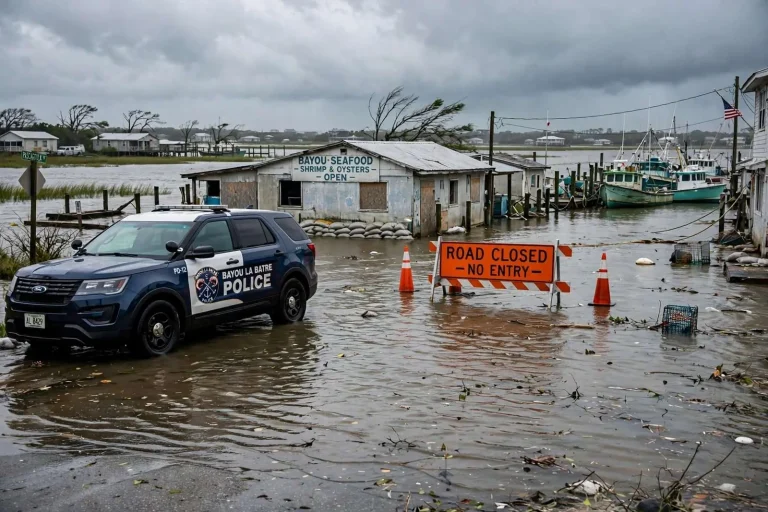 Illustration for the news story: Bayou La Batre Police: Multiple Roads Impassable as Hurricane Ida Nears