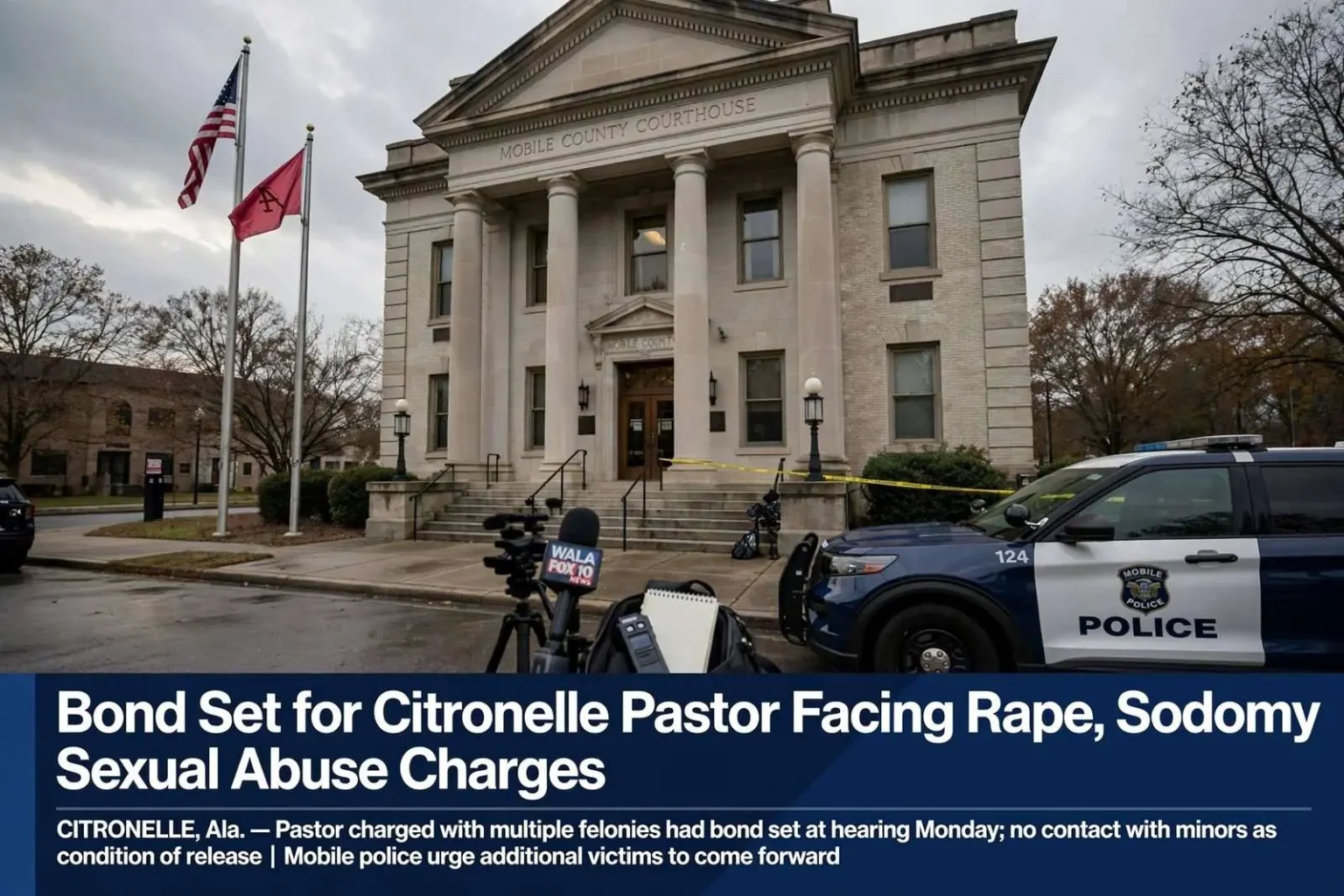 Illustration for the news story: Bond Set for Citronelle Pastor Facing Rape, Sodomy and Sexual Abuse Charges