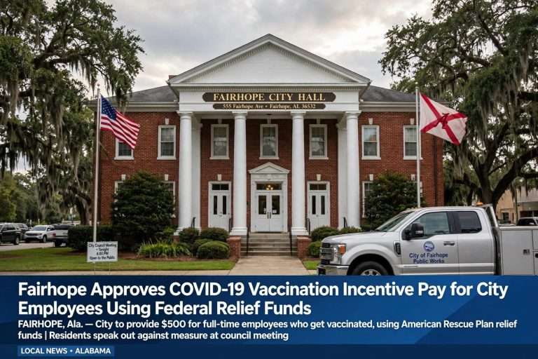 Illustration for the news story: Fairhope Approves COVID-19 Vaccination Incentive Pay for City Employees Using Federal Relief Funds