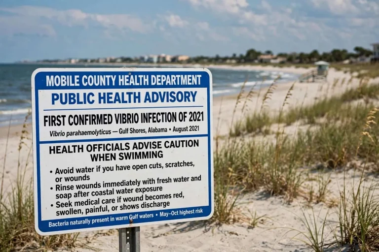 Illustration for the news story: Health Officials Confirm Mobile County’s First Vibrio Infection of the Year After Gulf Shores Swim
