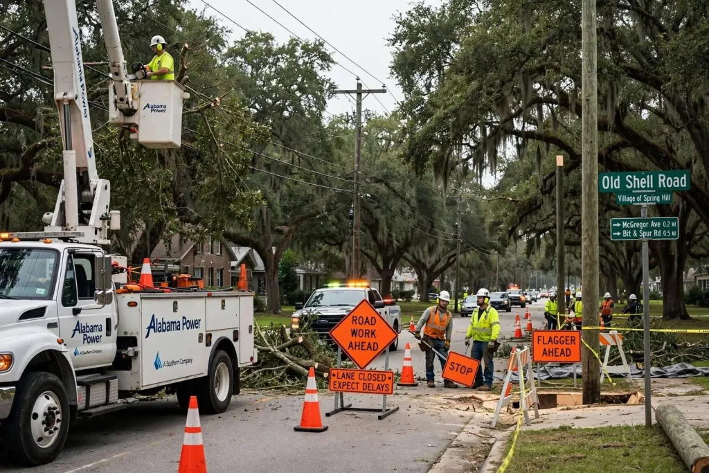 Illustration for the news story: Alabama Power Crews Replacing Poles, Trimming Trees Along Old Shell Road in Spring Hill