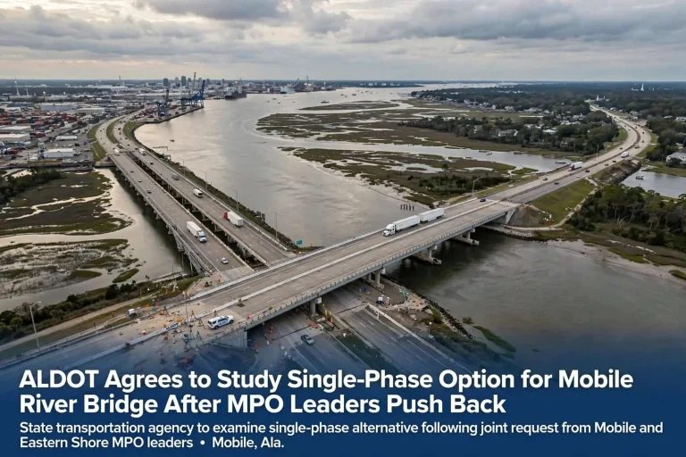 Illustration for the news story: ALDOT Agrees to Study Single-Phase Option for Mobile River Bridge After MPO Leaders Push Back