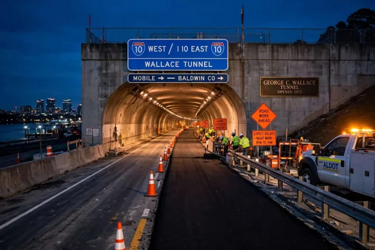 Illustration for the news story: ALDOT to Resurface I-10 Wallace Tunnel With New Asphalt and Guardrail Upgrades