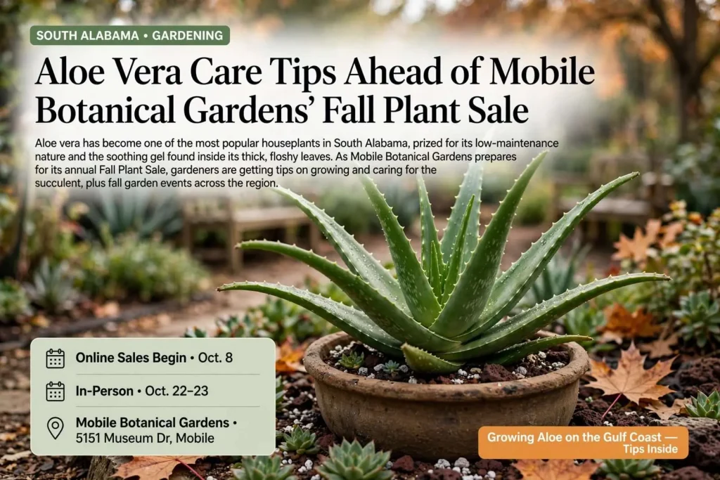 Illustration for the news story: Aloe Vera Care Tips Ahead of Mobile Botanical Gardens’ Fall Plant Sale
