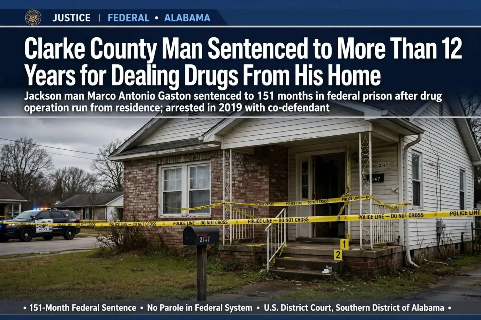 Illustration for the news story: Clarke County Man Sentenced to More Than 12 Years for Dealing Drugs From His Home