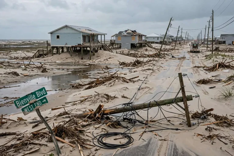Illustration for the news story: Dauphin Island West End Hit Harder by Ida Than Last Year’s Storms, Mayor Says
