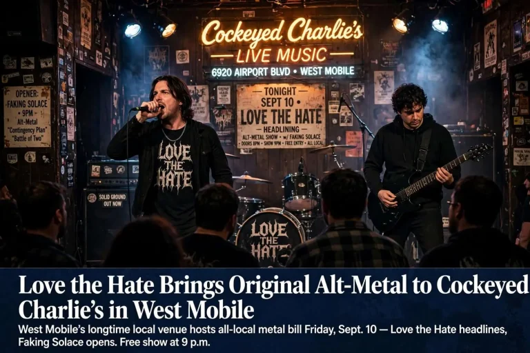 Illustration for the news story: Love the Hate Brings Original Alt-Metal to Cockeyed Charlie’s in West Mobile