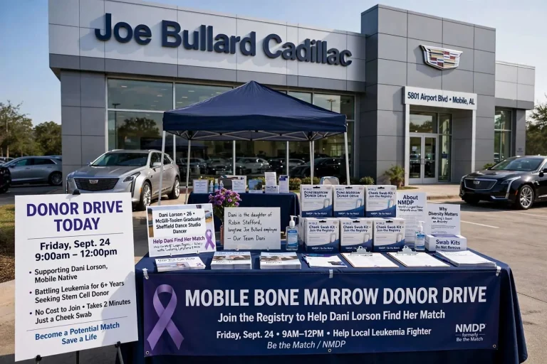 Illustration for the news story: Mobile Bone Marrow Donor Drive Set at Joe Bullard Cadillac to Help Local Leukemia Fighter