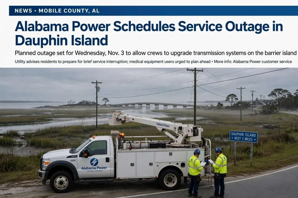 Illustration for the news story: Alabama Power Schedules Service Outage in Dauphin Island