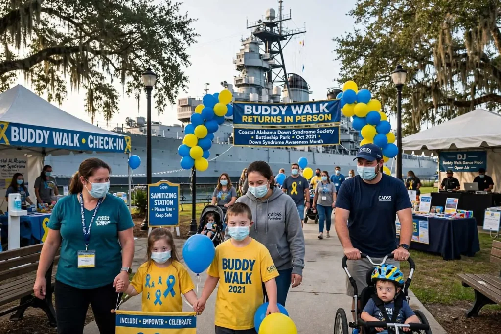 Illustration for the news story: Buddy Walk Returns In Person at Battleship Park to Raise Funds and Down Syndrome Awareness