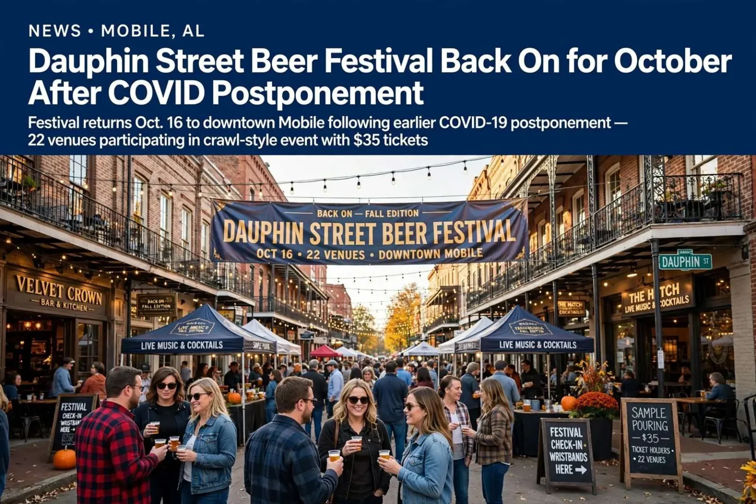 Illustration for the news story: Dauphin Street Beer Festival Back On for October After COVID Postponement