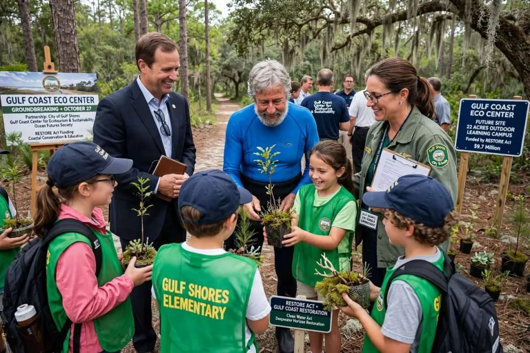 Illustration for the news story: Gulf Shores Breaks Ground on $9.7 Million Gulf Coast Eco Center Funded by RESTORE Act