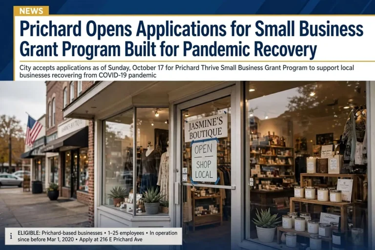 Illustration for the news story: Prichard Opens Applications for Small Business Grant Program Built for Pandemic Recovery