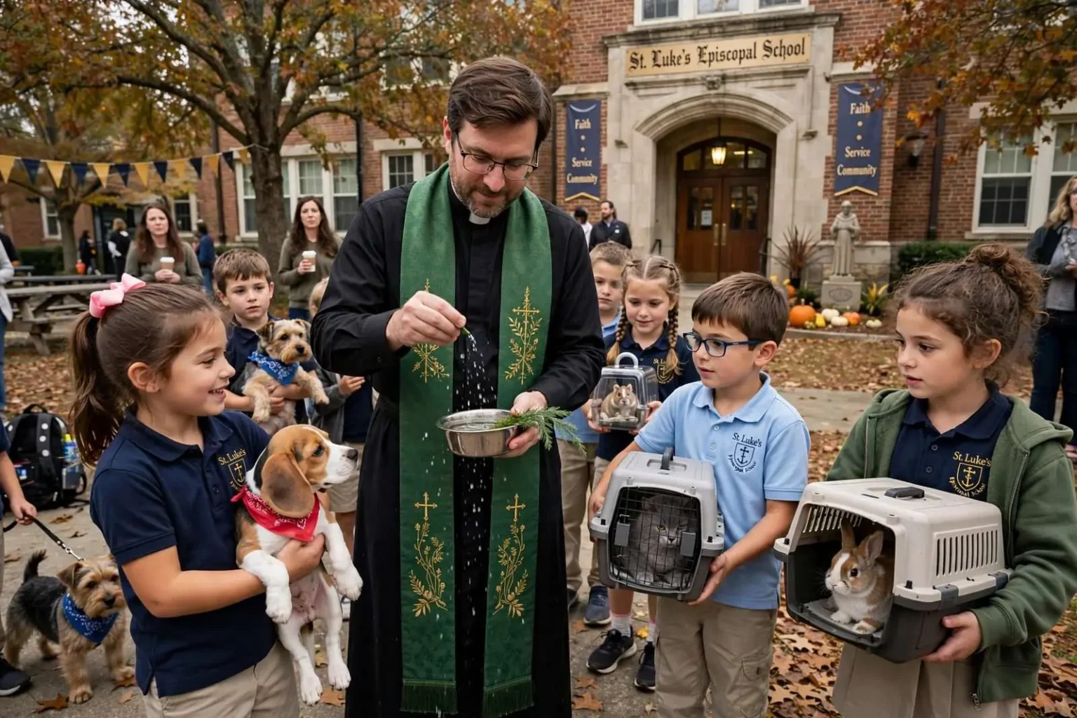 Illustration for the news story: St. Luke’s Episcopal School Students Bring Pets for Annual Blessing of the Animals