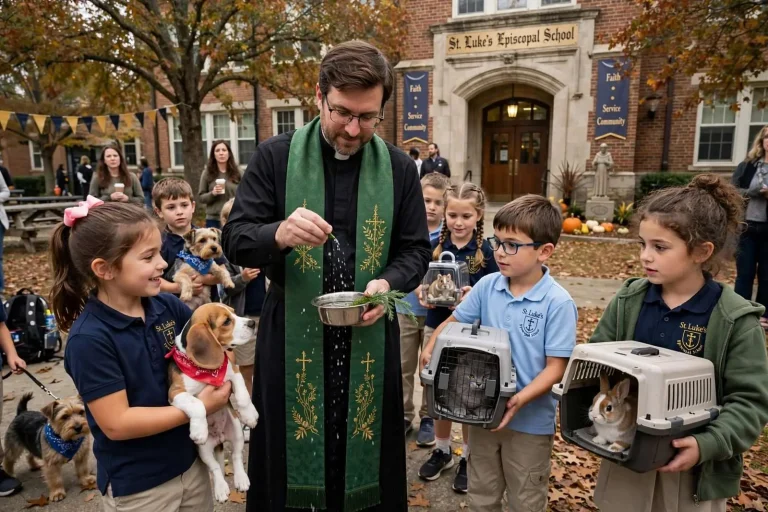 Illustration for the news story: St. Luke’s Episcopal School Students Bring Pets for Annual Blessing of the Animals