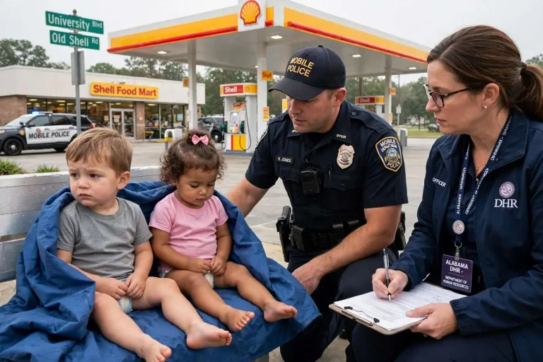 Illustration for the news story: Two toddlers found wandering near Mobile gas station; police and DHR investigating