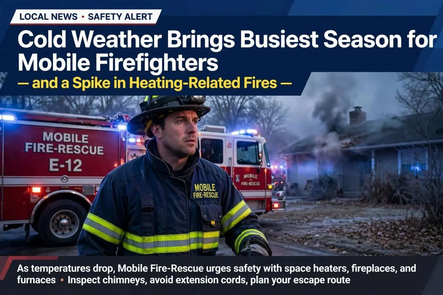 Illustration for the news story: Cold Weather Brings Busiest Season for Mobile Firefighters — and a Spike in Heating-Related Fires