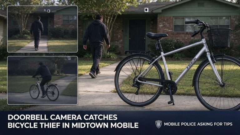 Illustration for the news story: Doorbell Camera Catches Bicycle Thief in Midtown Mobile