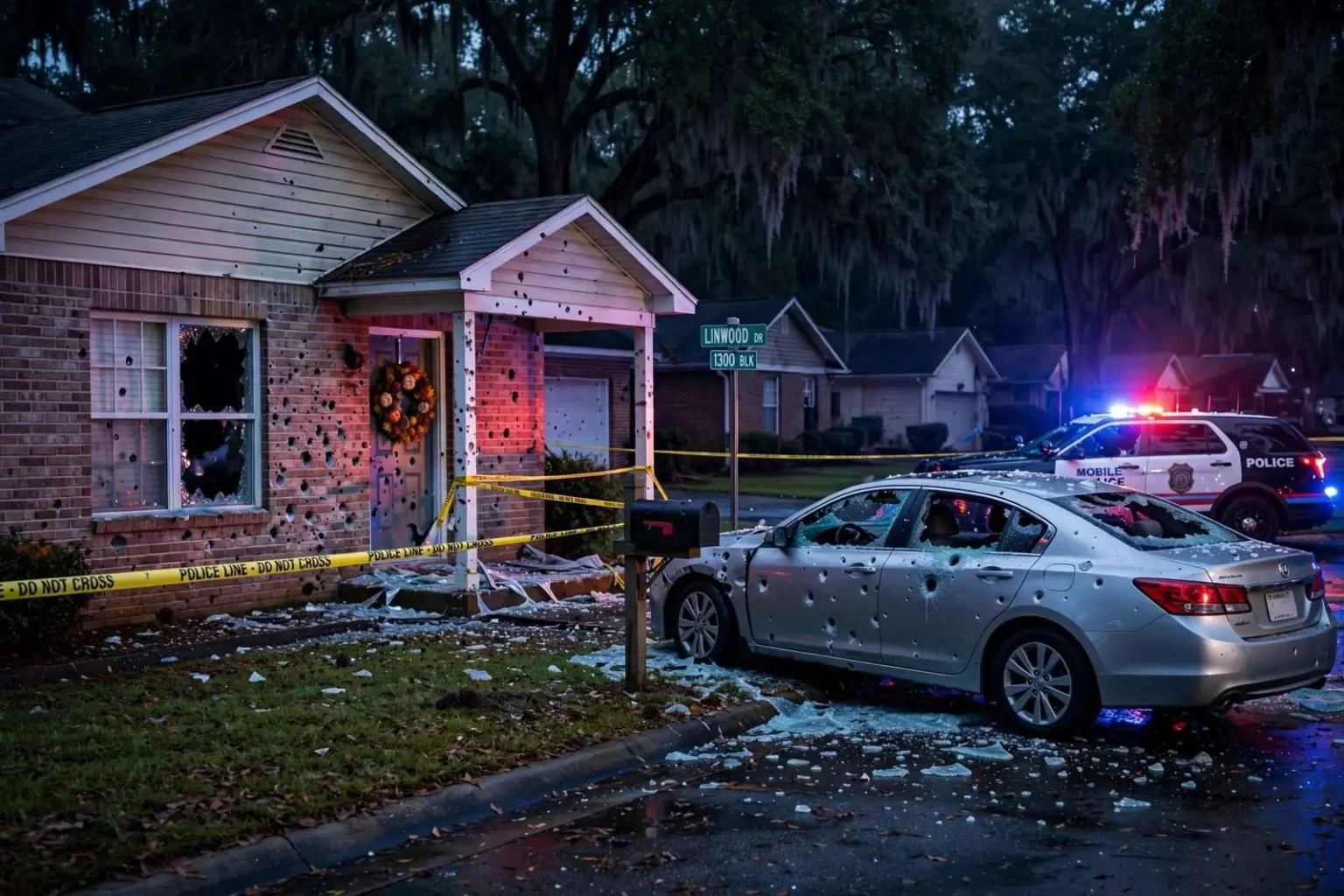 Illustration for the news story: Gunfire Strikes Homes Across Mobile Over Holiday Weekend; No One Hurt