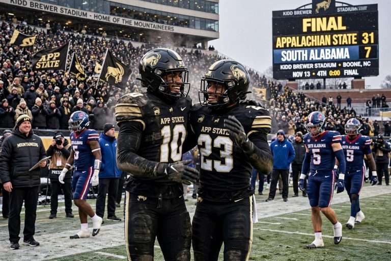 Illustration for the news story: Appalachian State Beats South Alabama 31-7 in Boone