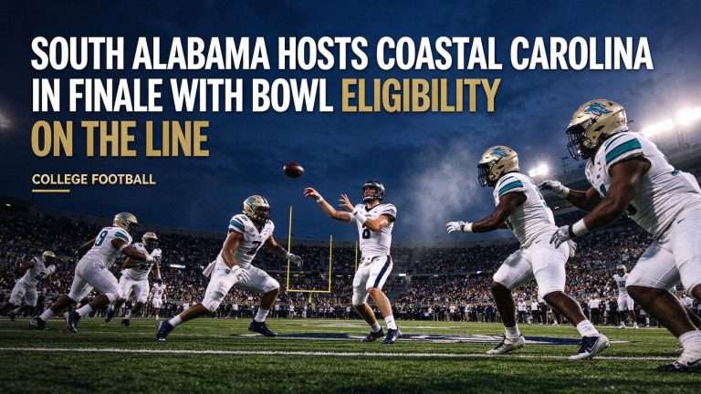 Illustration for the news story: South Alabama Hosts Coastal Carolina in Finale With Bowl Eligibility on the Line