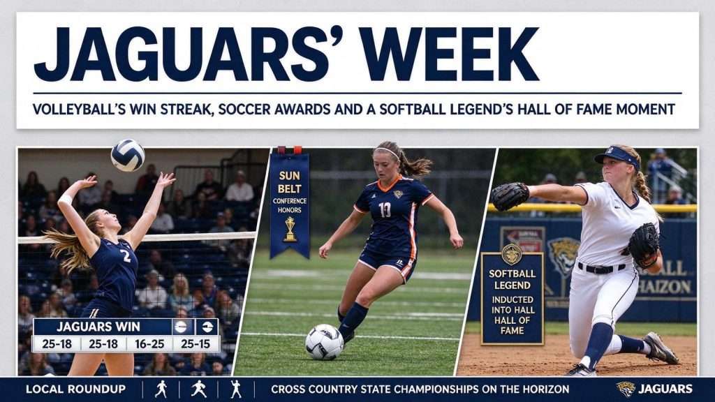 Illustration for the news story: USA Volleyball’s Win Streak, Soccer Awards and a Softball Legend’s Hall of Fame Moment Headline Jaguars’ Week