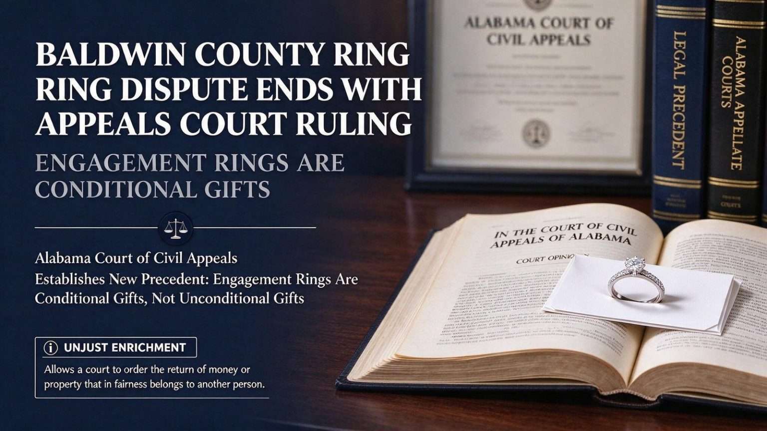 Illustration for the news story: Baldwin County Ring Dispute Ends With Appeals Court Ruling: Engagement Rings Are Conditional Gifts