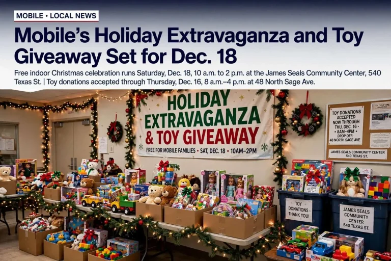 Illustration for the news story: Mobile’s Holiday Extravaganza and Toy Giveaway Set for Dec. 18