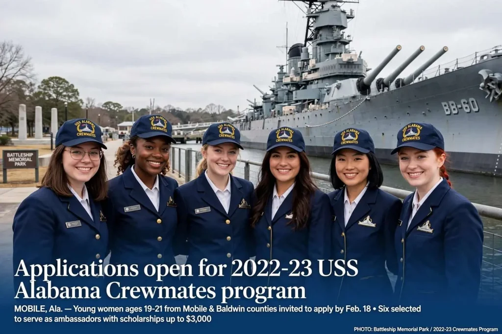 Illustration for the news story: Applications open for 2022-23 USS Alabama Crewmates program