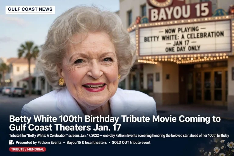 Illustration for the news story: Betty White 100th Birthday Tribute Movie Coming to Gulf Coast Theaters Jan. 17