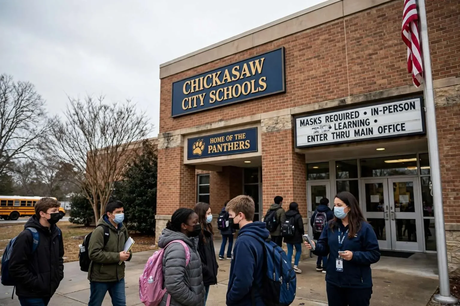 Illustration for the news story: Chickasaw City Schools Extends Mask Requirement, Keeps Classes In Person