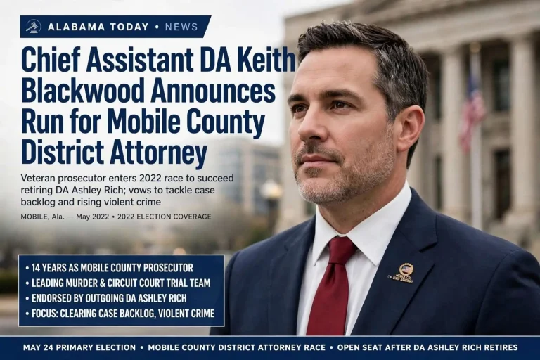 Illustration for the news story: Chief Assistant DA Keith Blackwood Announces Run for Mobile County District Attorney