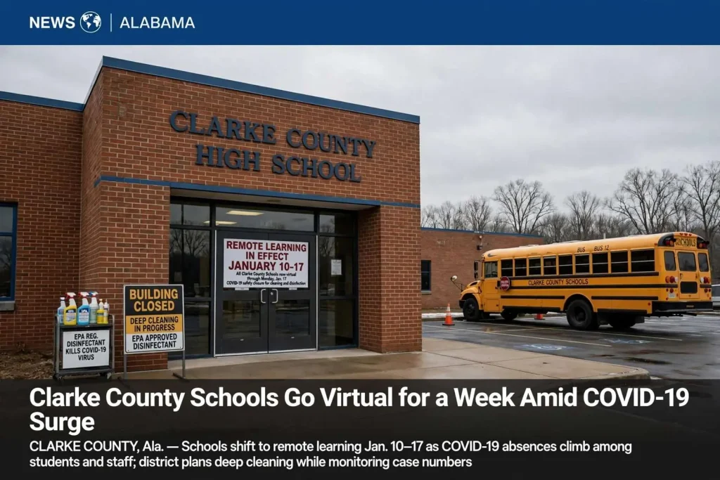 Illustration for the news story: Clarke County Schools Go Virtual for a Week Amid COVID-19 Surge