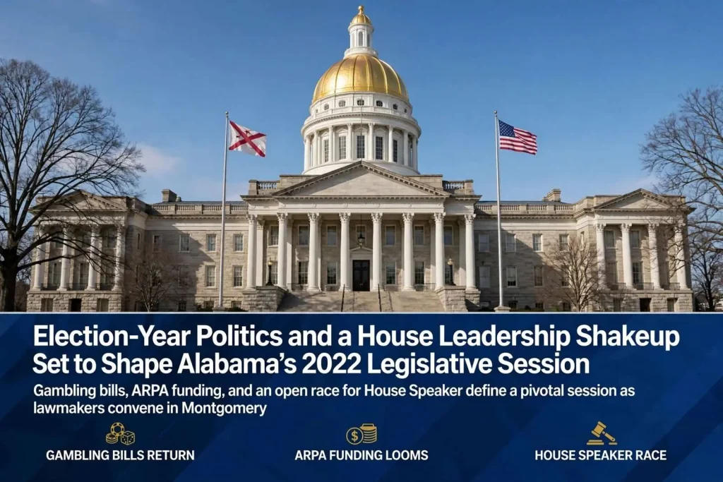 Illustration for the news story: Election-Year Politics and a House Leadership Shakeup Set to Shape Alabama’s 2022 Legislative Session