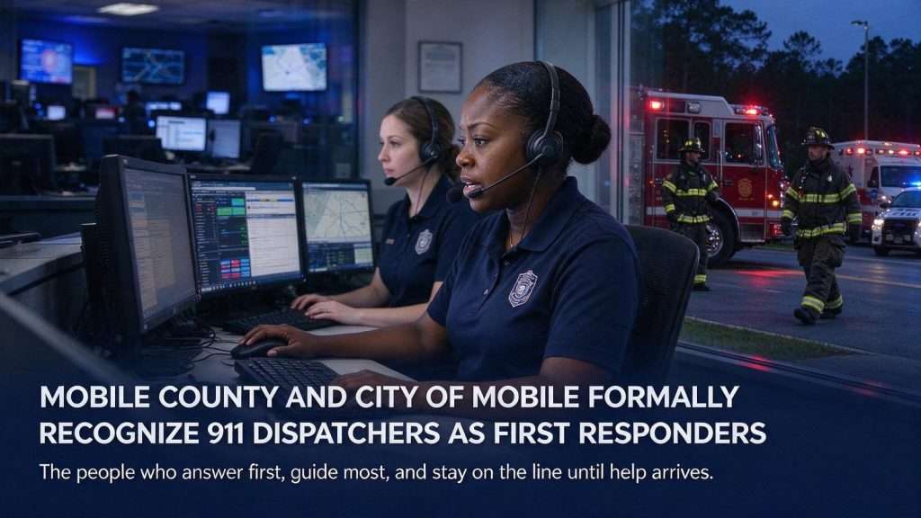 Illustration for the news story: Mobile County and City of Mobile Formally Recognize 911 Dispatchers as First Responders