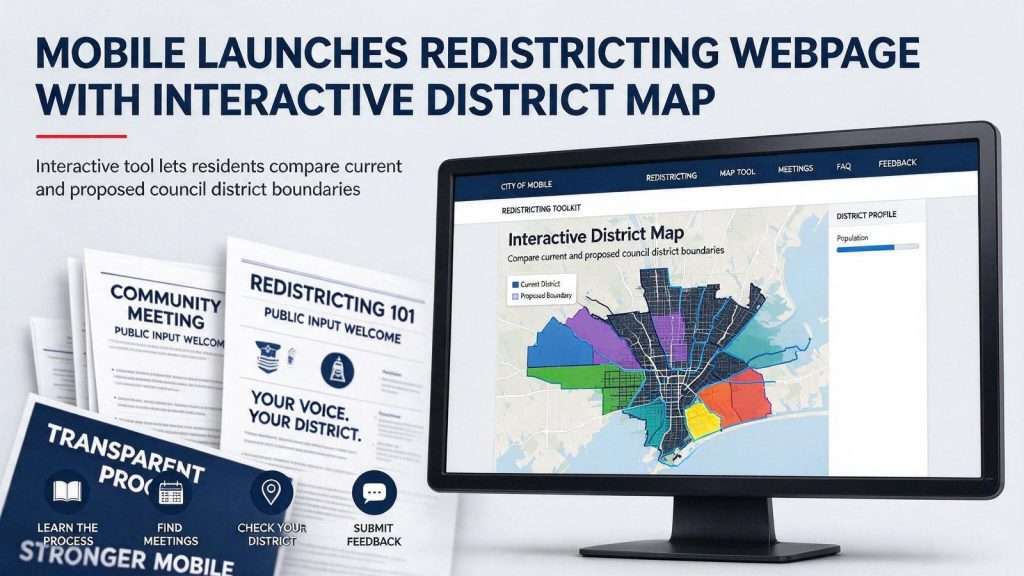 Illustration for the news story: Mobile Launches Redistricting Webpage With Interactive District Map