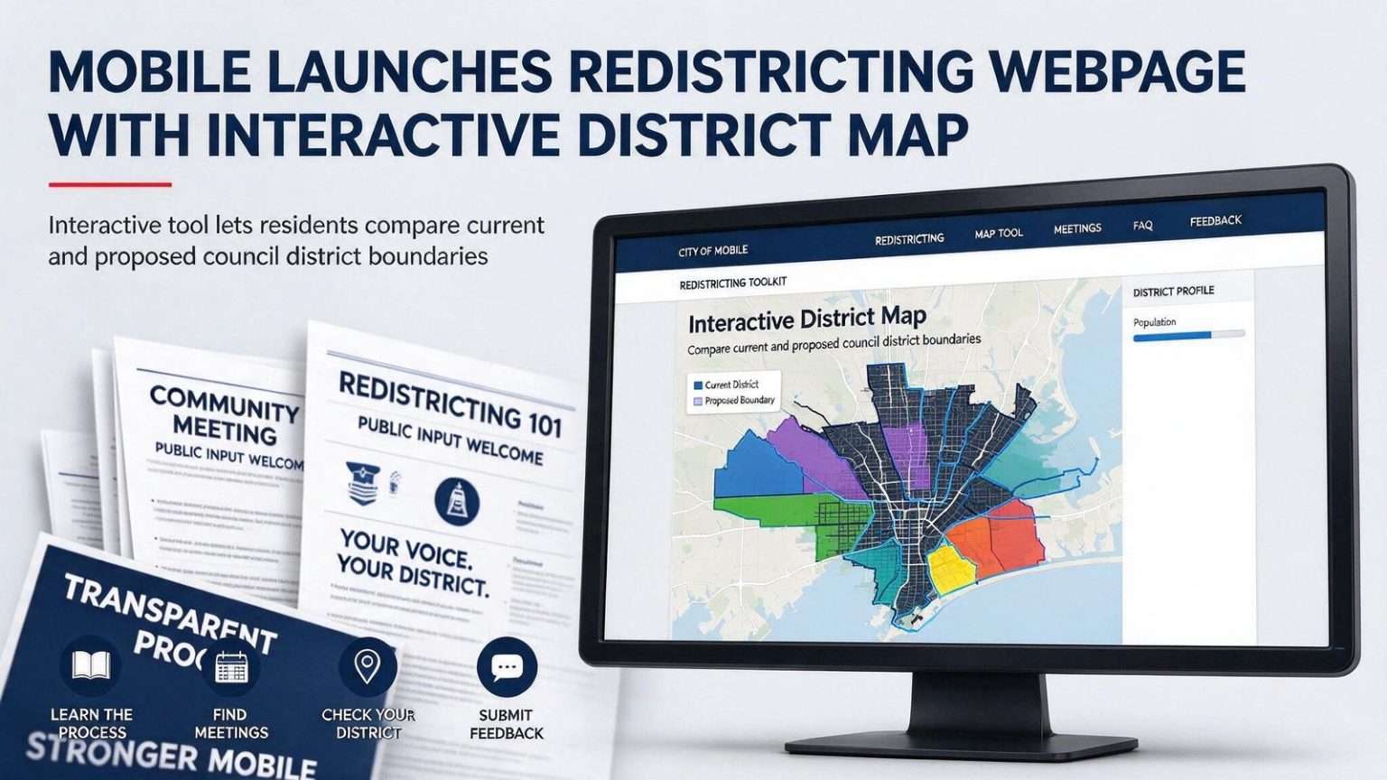 Illustration for the news story: Mobile Launches Redistricting Webpage With Interactive District Map