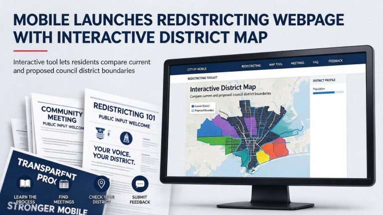 Illustration for the news story: Mobile Launches Redistricting Webpage With Interactive District Map