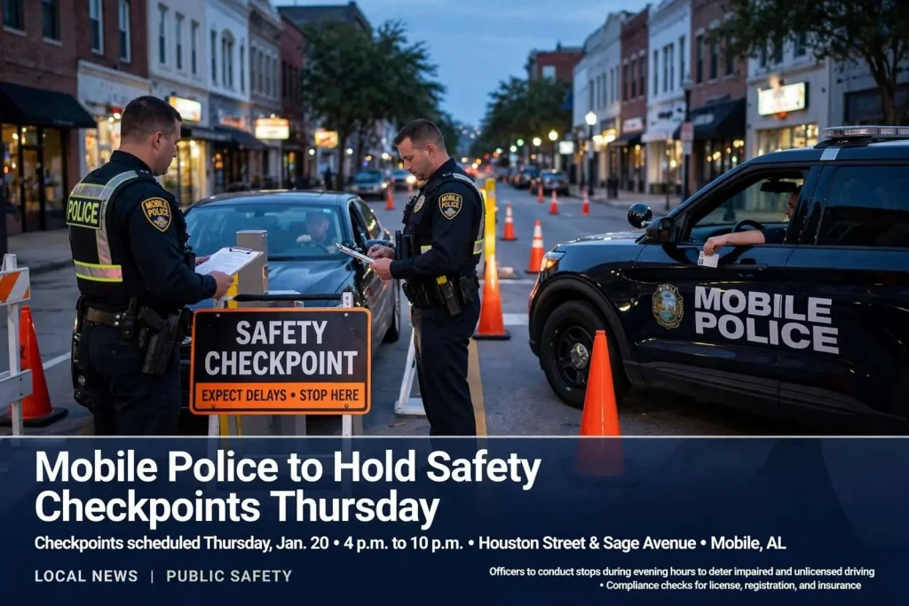 Illustration for the news story: Mobile Police to Hold Safety Checkpoints Thursday