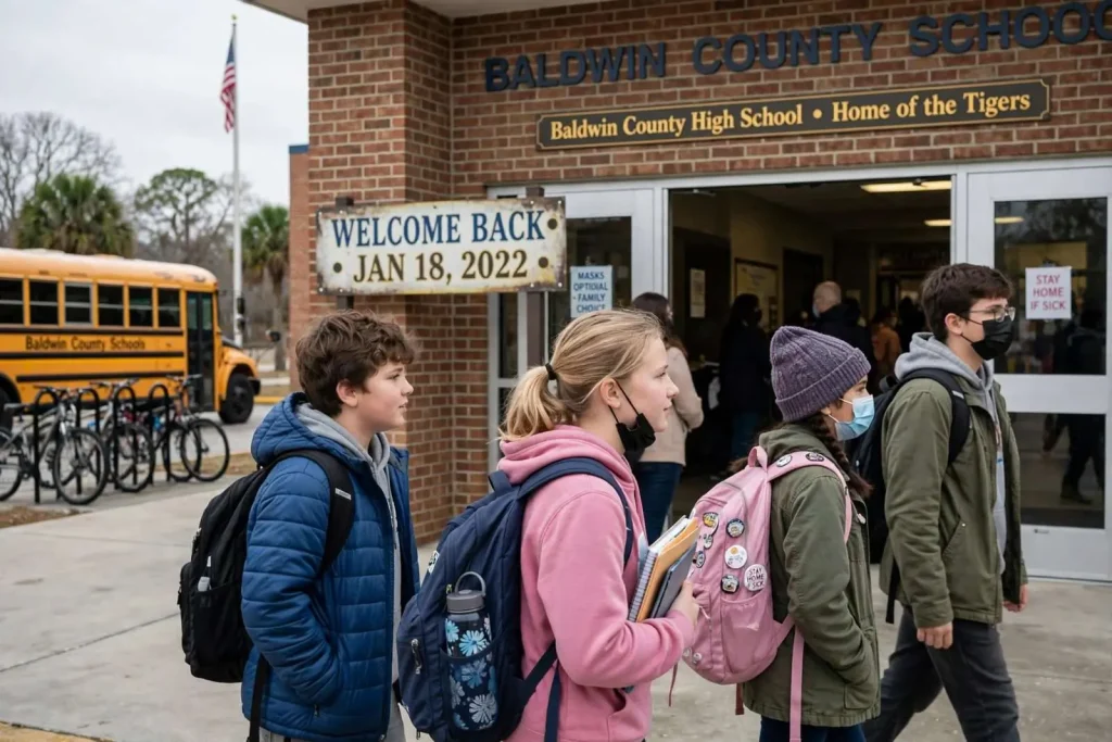 Illustration for the news story: No Masks Required: Baldwin County Students Head Back to Class Under Personal-Choice Policy