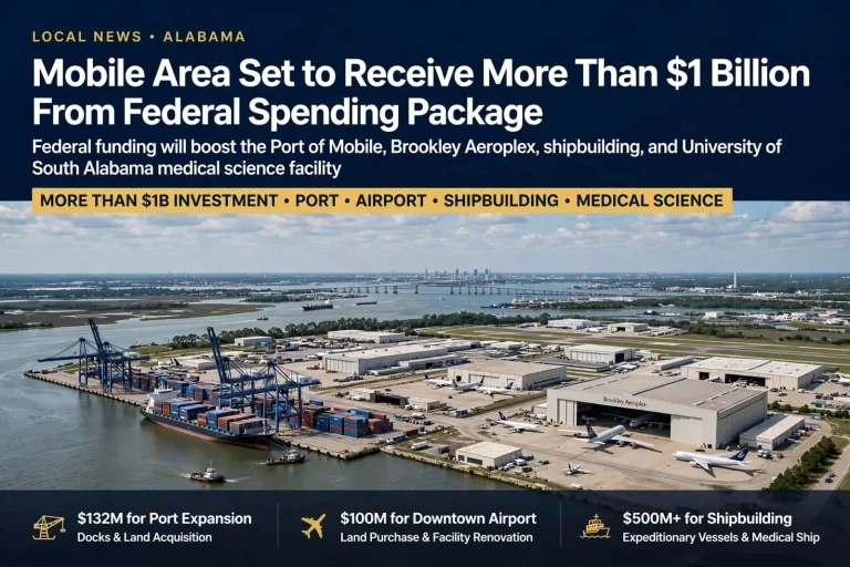 Illustration for the news story: Mobile Area Set to Receive More Than $1 Billion From Federal Spending Package