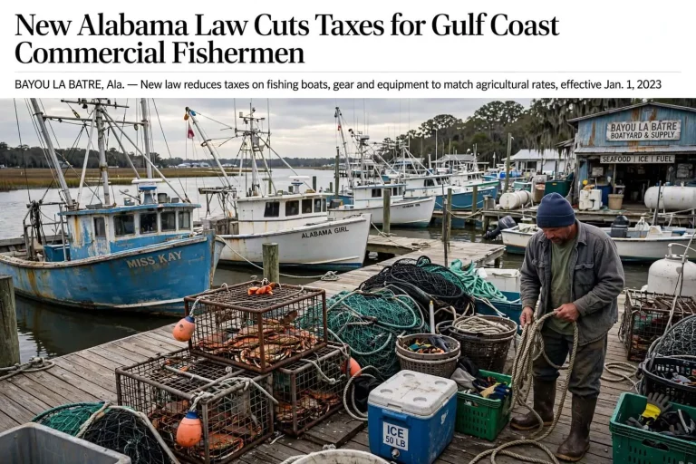 Illustration for the news story: New Alabama Law Cuts Taxes for Gulf Coast Commercial Fishermen