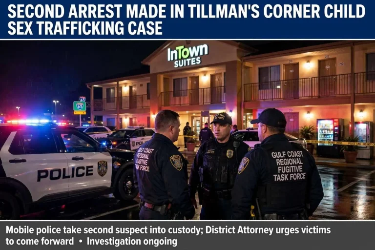 Illustration for the news story: Second Arrest Made in Tillman’s Corner Child Sex Trafficking Case